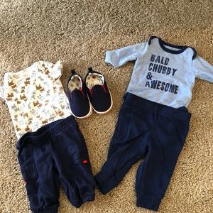 New born outfits and shoes.